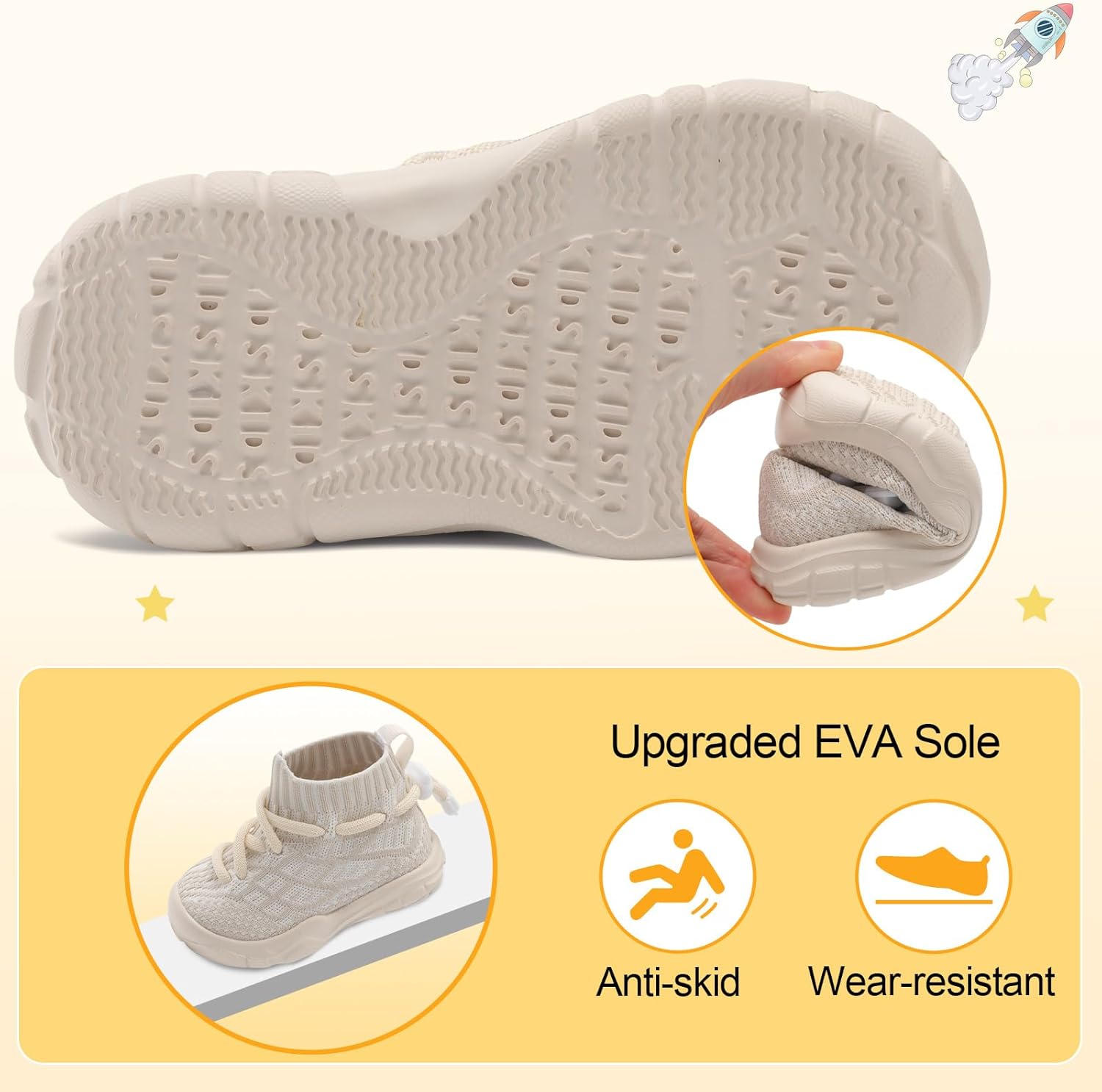 JIASUQI Toddler Sneakers Wide Non-slip Lightweight