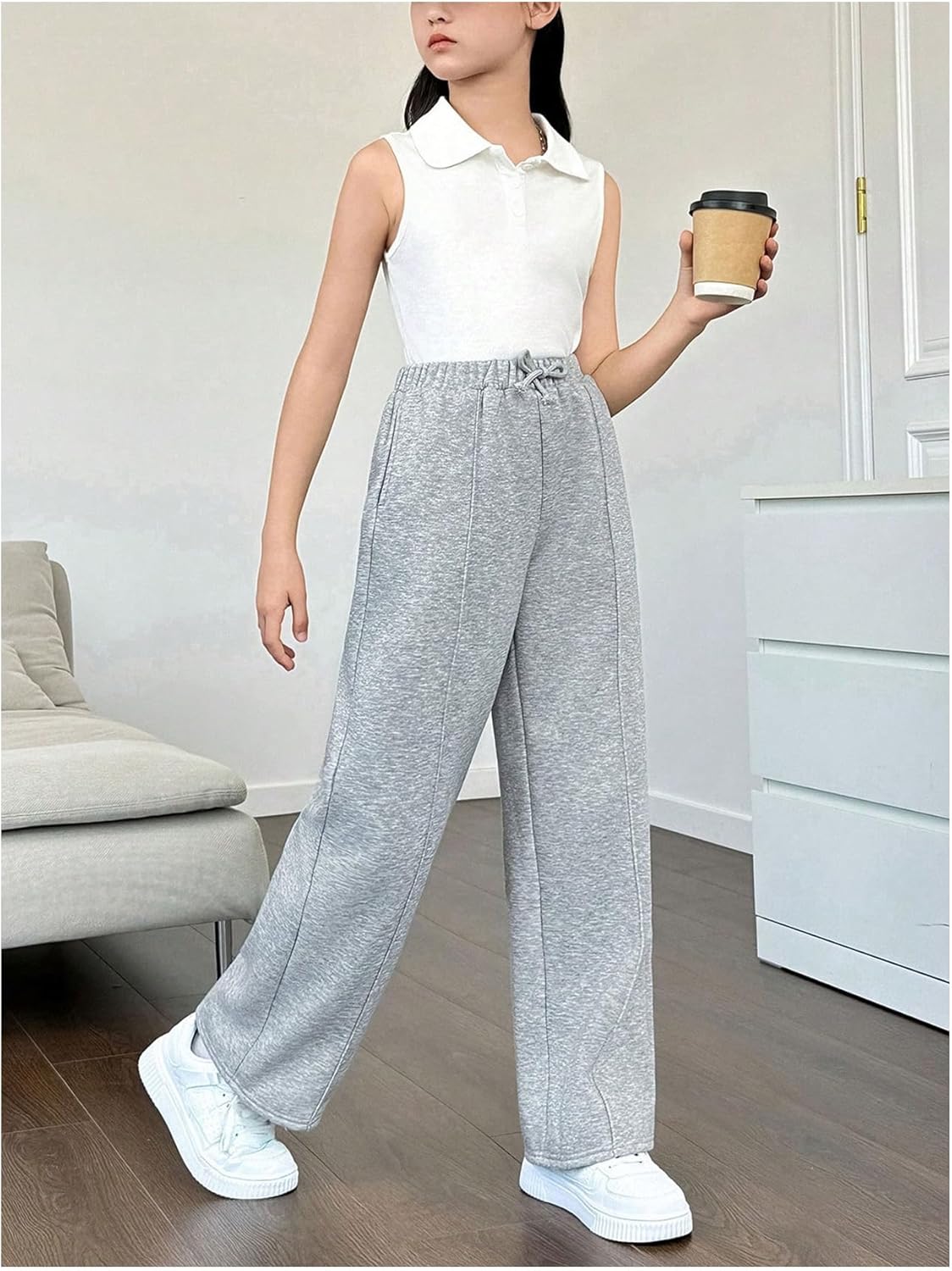 GORGLITTER - Comfortable Stylish Wide Leg Sweatpants for Girls