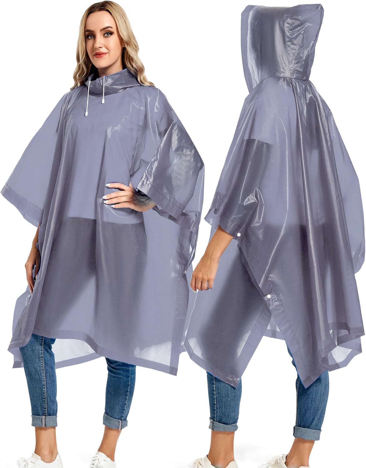 2Pack Reusable Heavy-Duty Rain Coats for Adults