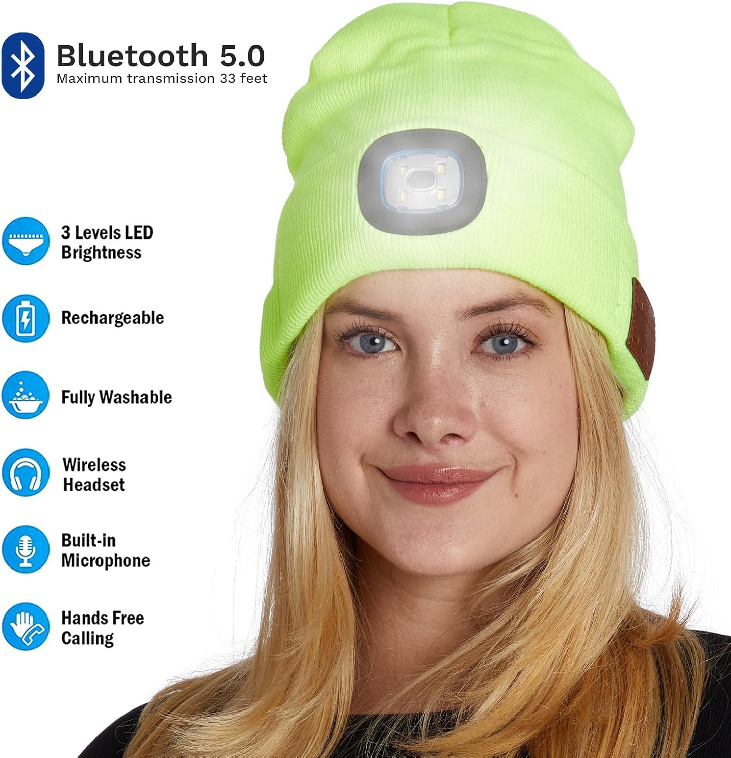 BLACK DECK Stereo Beanie Headphones with LED Bluetooth