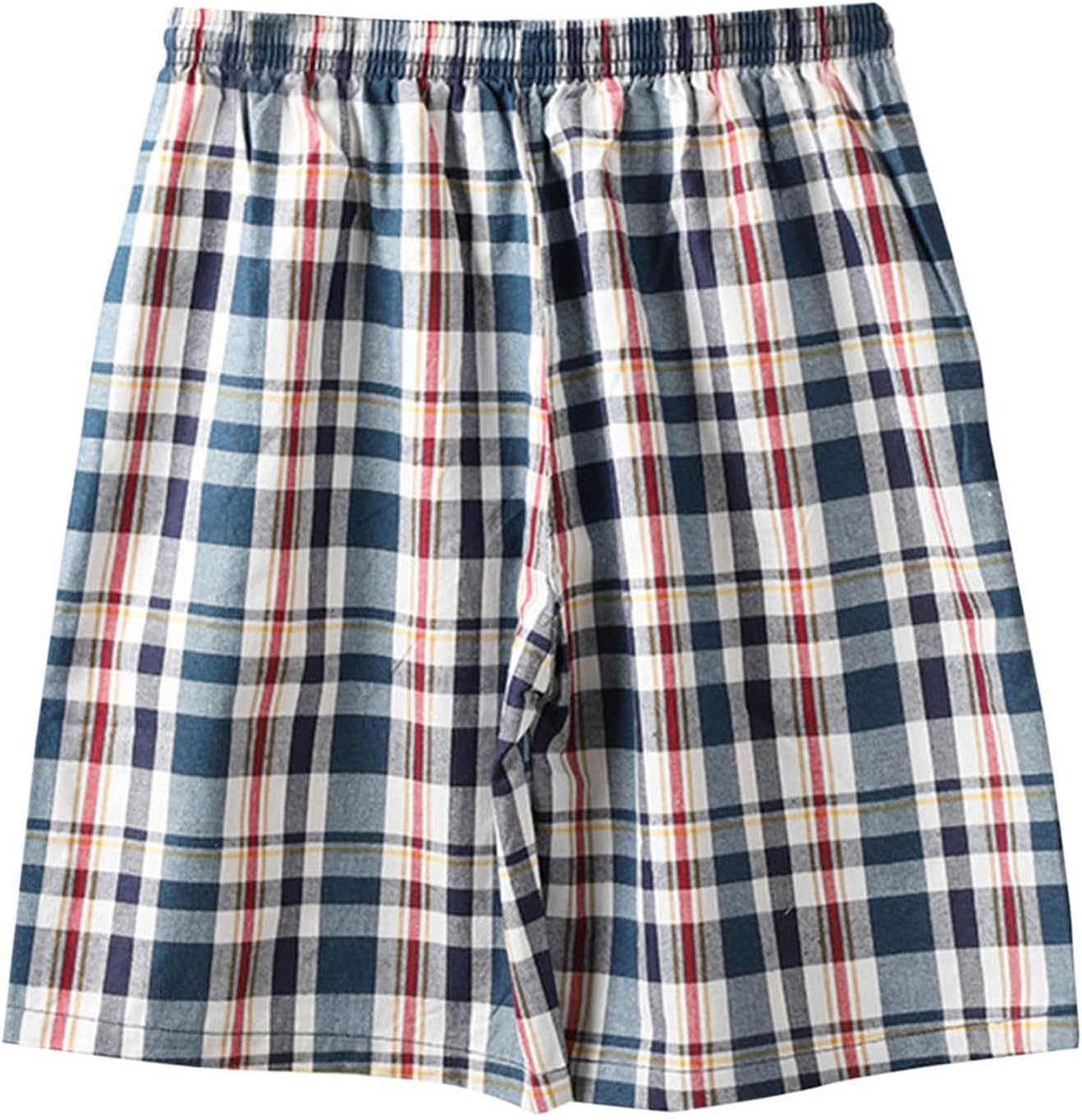 Mens Cotton Plaid Pajama Shorts with Pockets