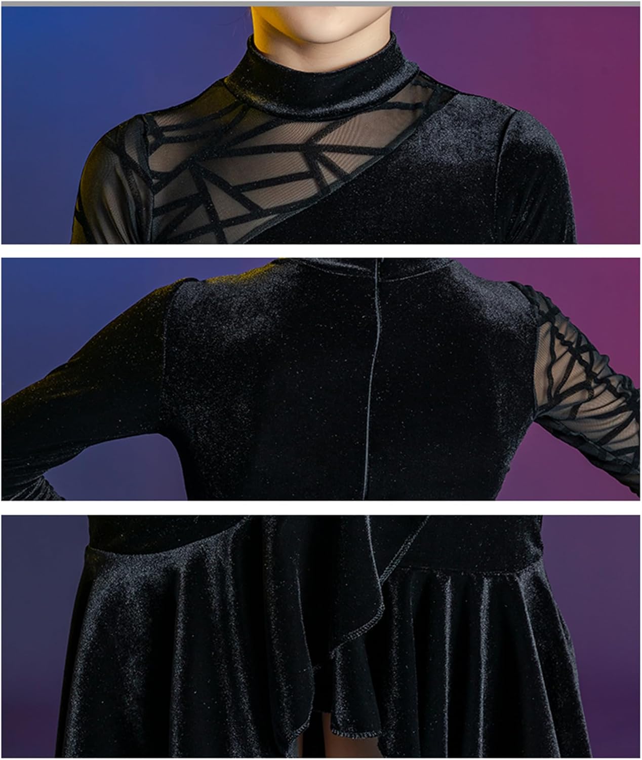 OTMYIGO Girls Latin Dance Costume Split Dress for Ballroom Salsa Tango