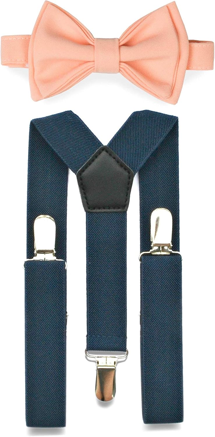 Navy Suspenders Bow Tie Set - Perfect for Prom Weddings More