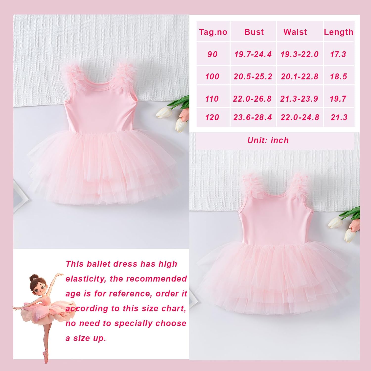 Fluffy Ballet Leotard for Toddlers Girls 1-7Y