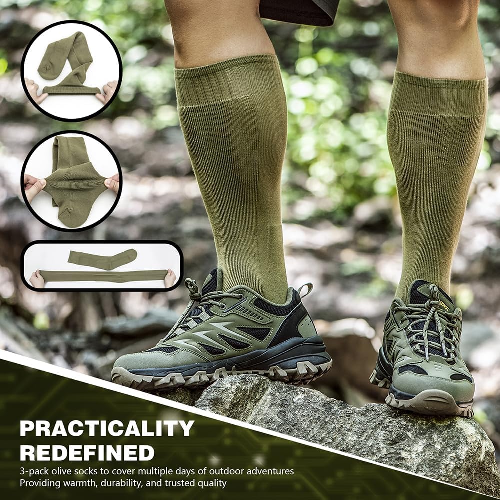 Mens Hiking Socks Military Green trekking hunting and trail running essentials
