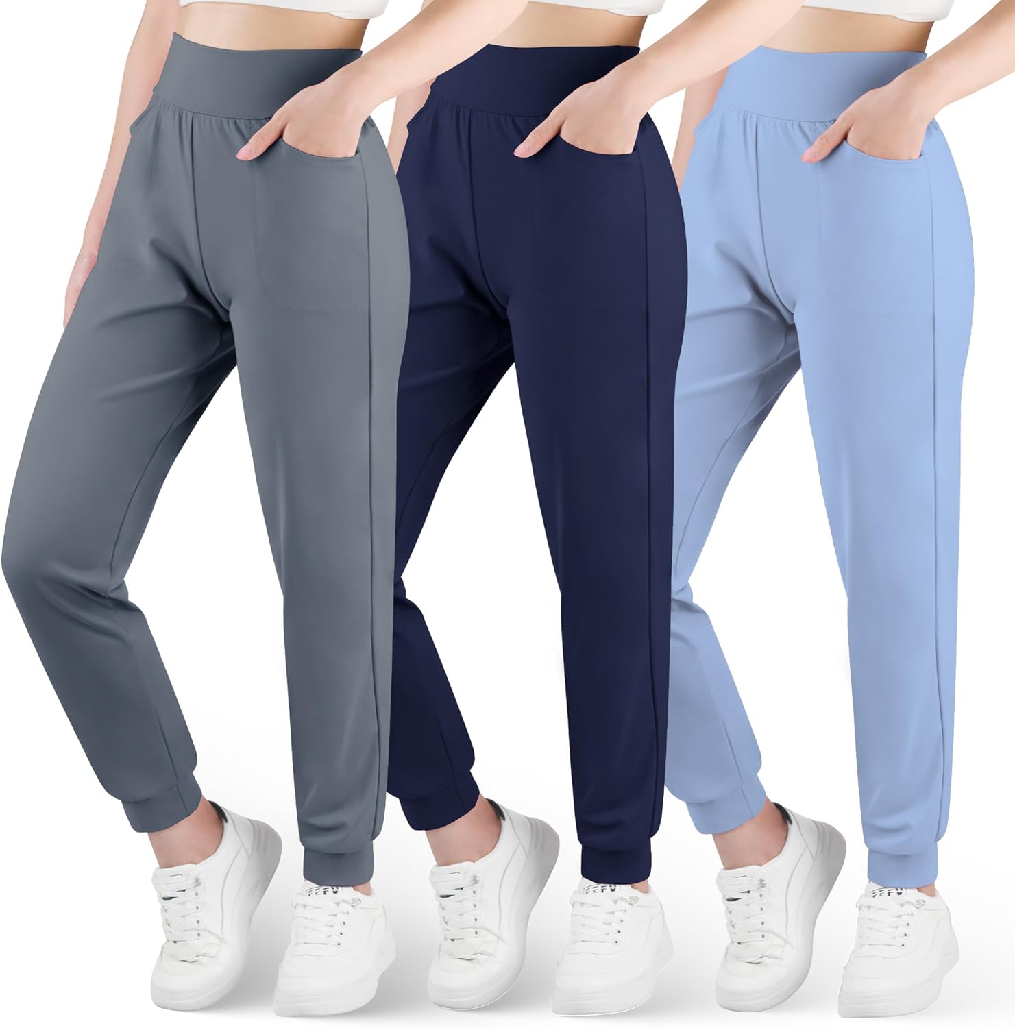 Big Elephant 3-Piece Girls Joggers with Pockets for Yoga Running