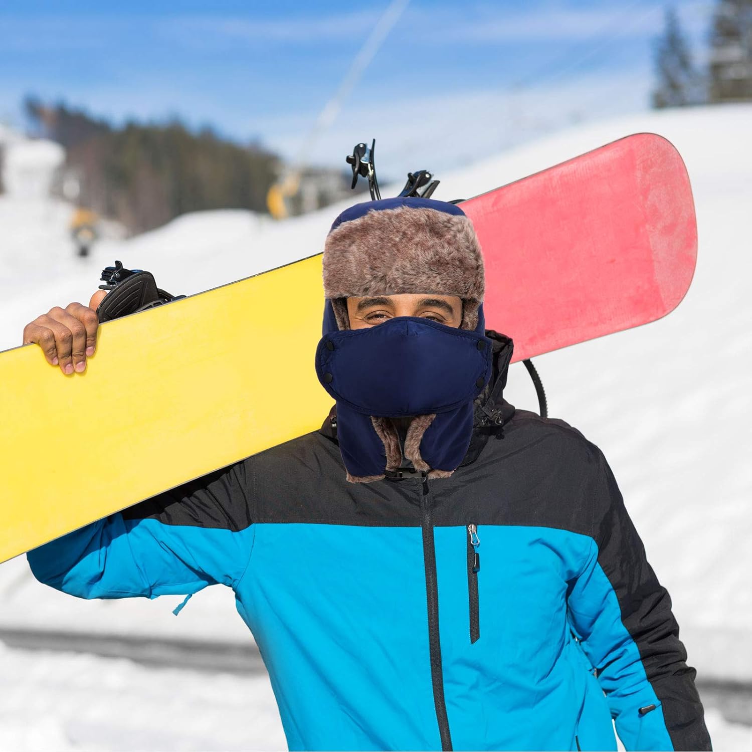 Winter Trapper Hat from Geyoga with Face Covering