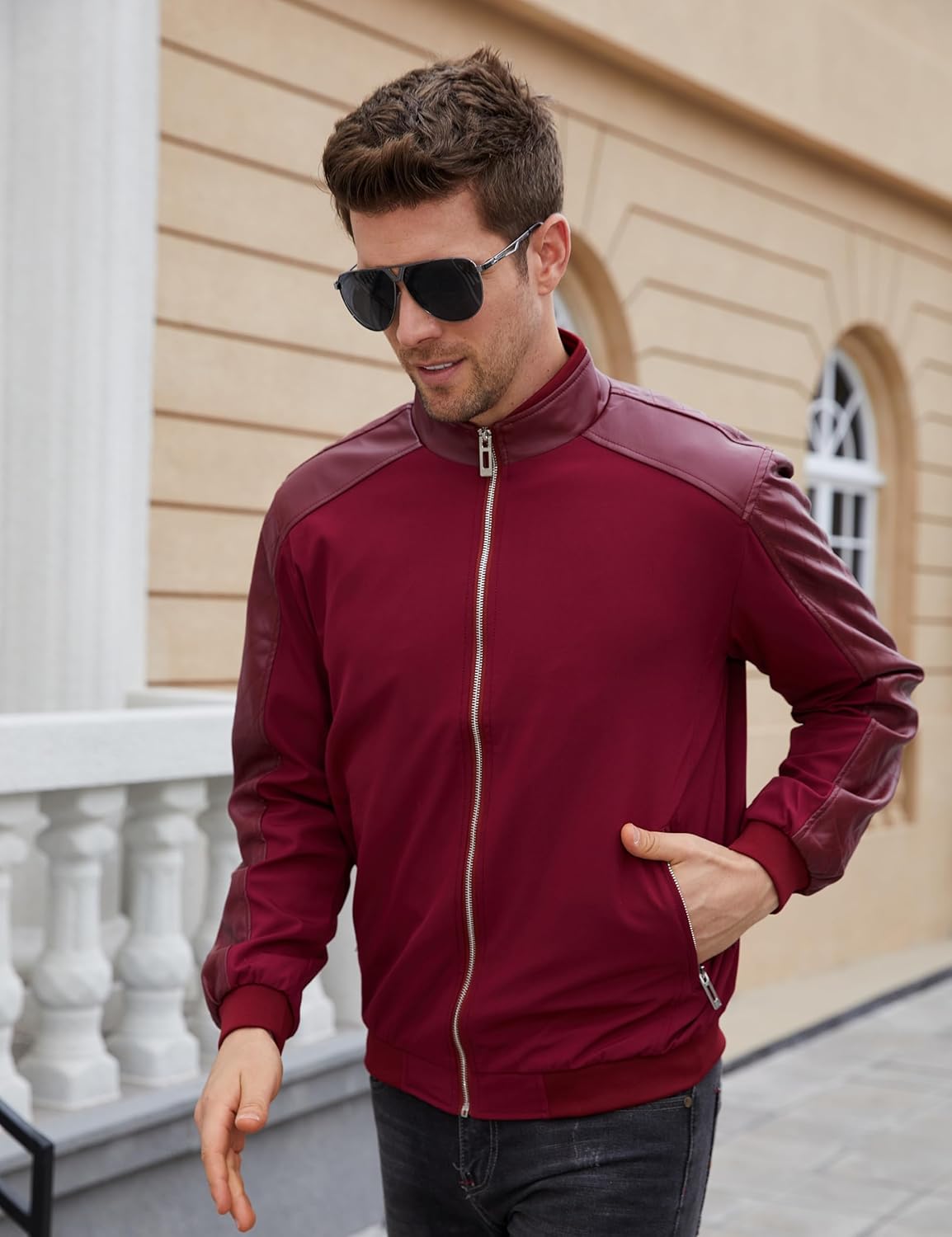 Tanming Mens Slim Fit Windbreaker Jacket