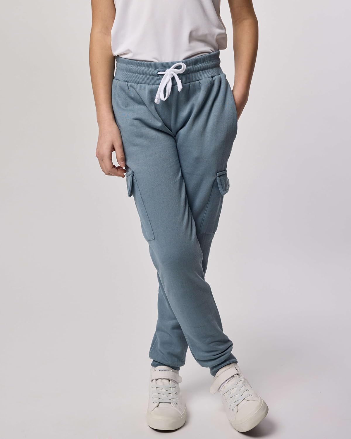 Real Essentials 3-Pack Girls Fleece Cargo Joggers Warm Functional Versatile