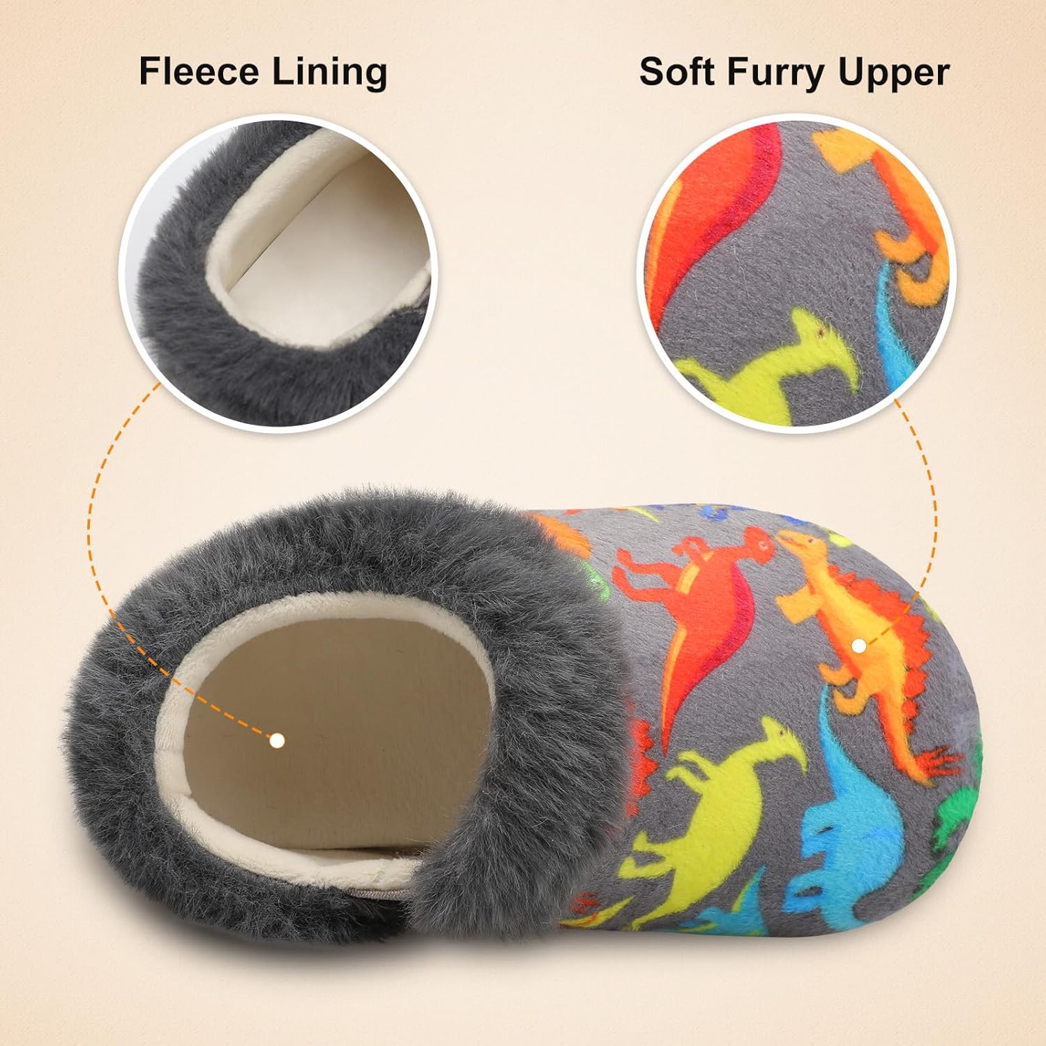 Warm Furry Slippers for Kids Soft Cozy Toddler Shoes Non-Slip Durable
