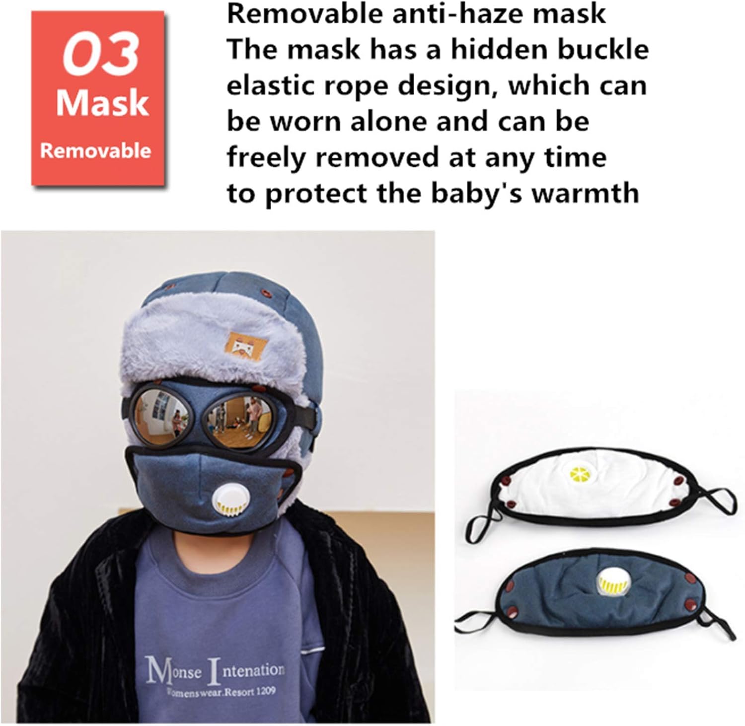 4-in-1 Hats with Masks Goggles for Kids