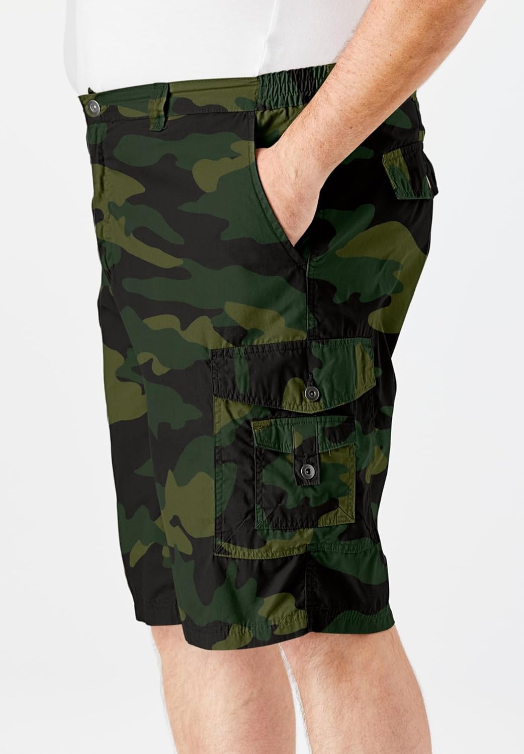 Big Tall 10 Side Elastic Cargo Shorts Mens