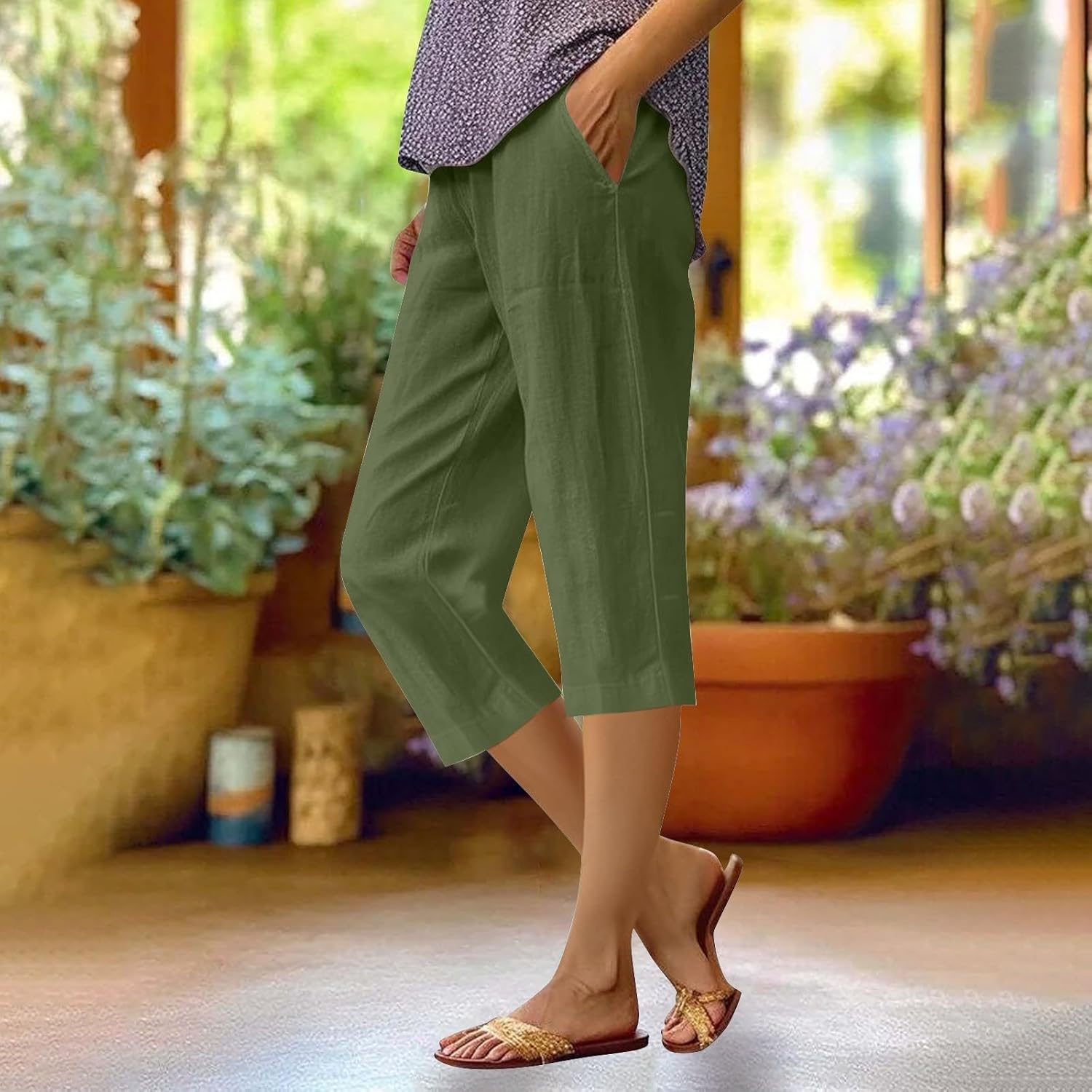 Lightweight Breathable Casual Womens Linen Pants