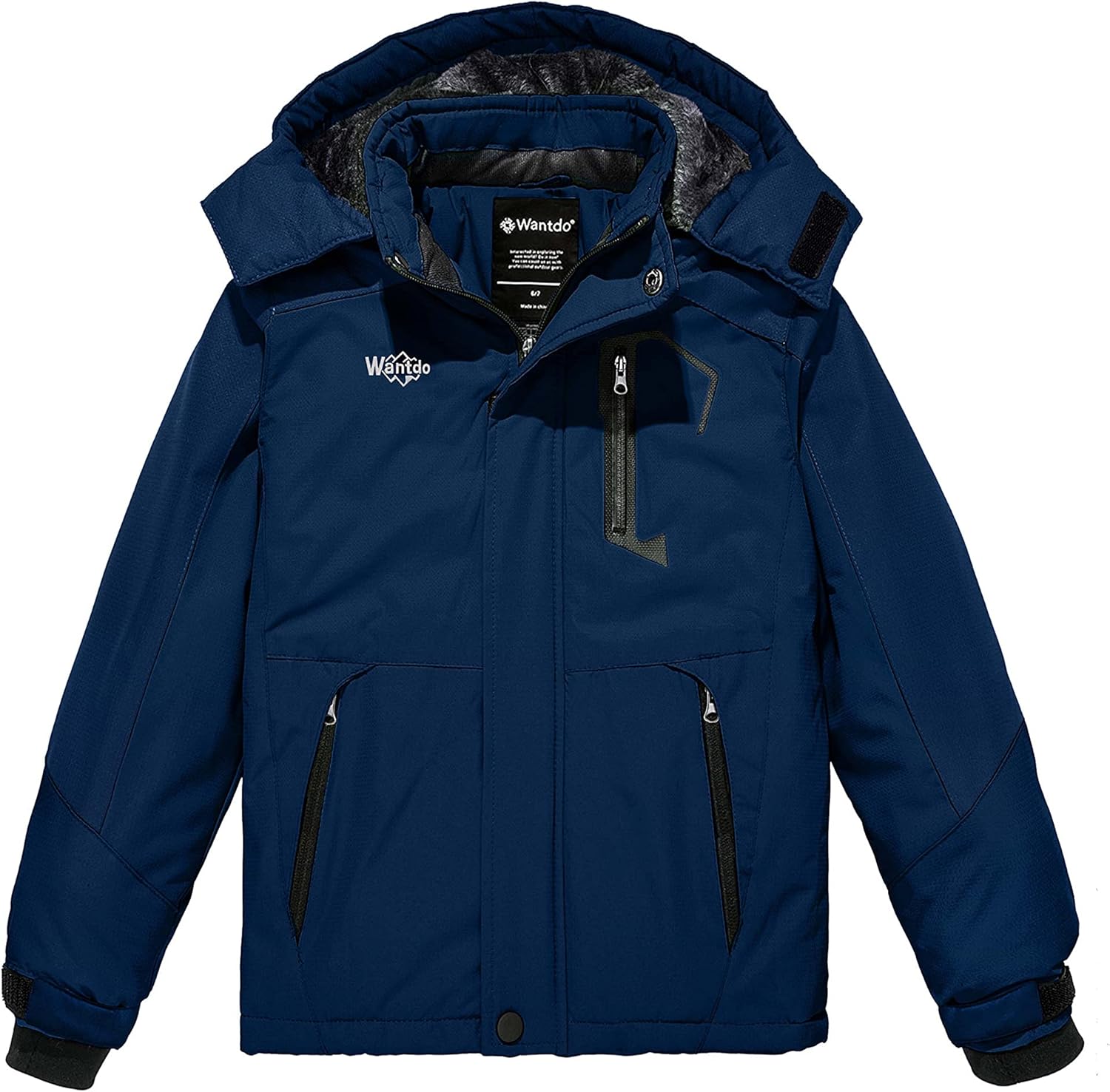 Wantdo Boys Waterproof Ski Jacket - Fleece Layer Windproof and Warm