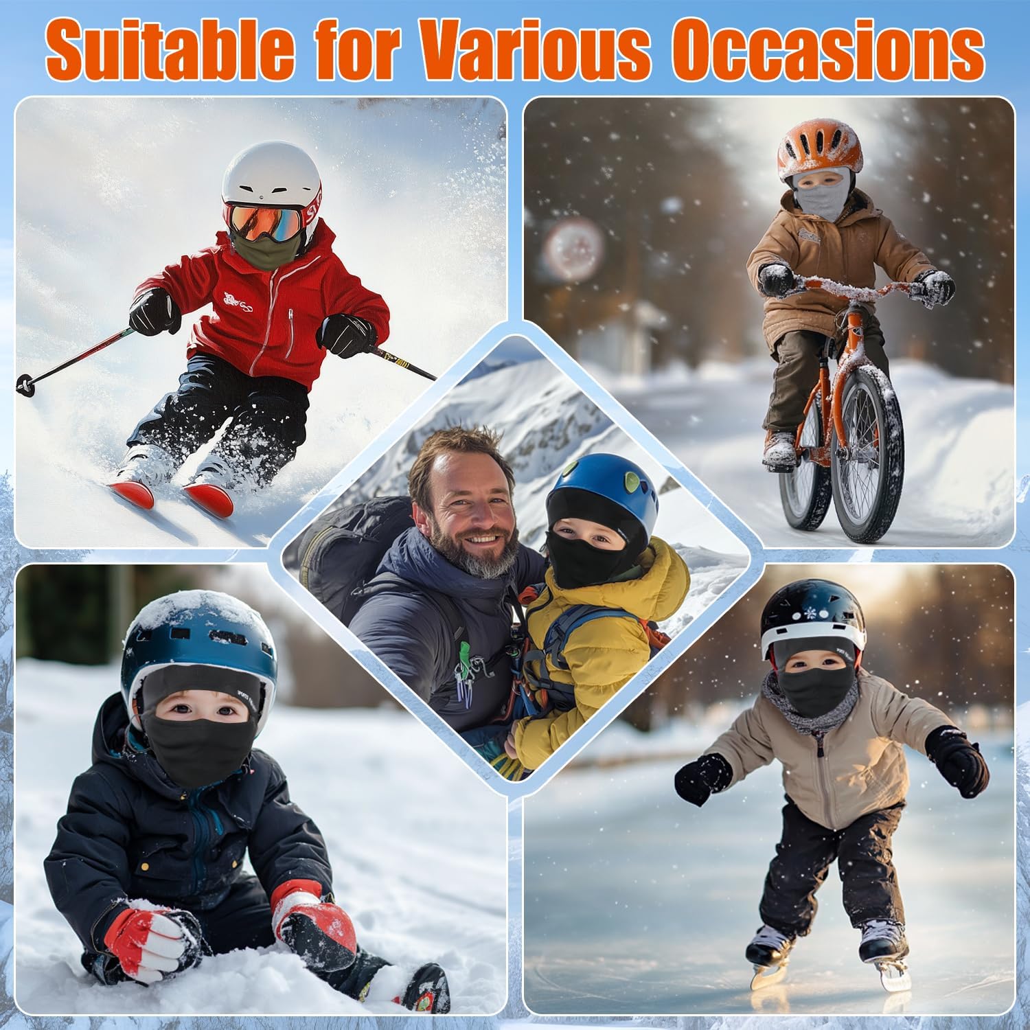 Kids Balaclava Ski Mask - Windproof Warm for Snow Sports