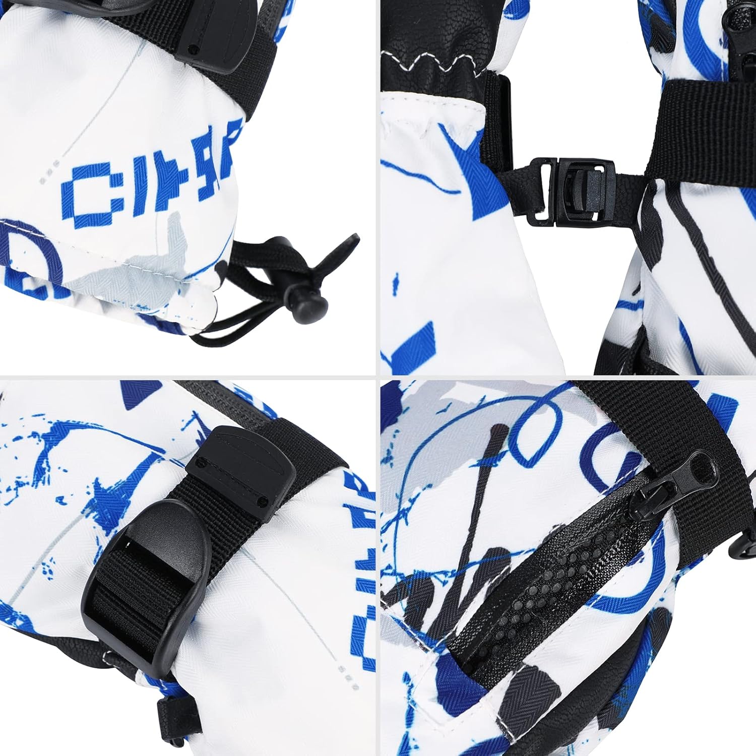 American Trends Kids Waterproof Ski Gloves with Zip Pocket Touchscreen Snowboard Gloves