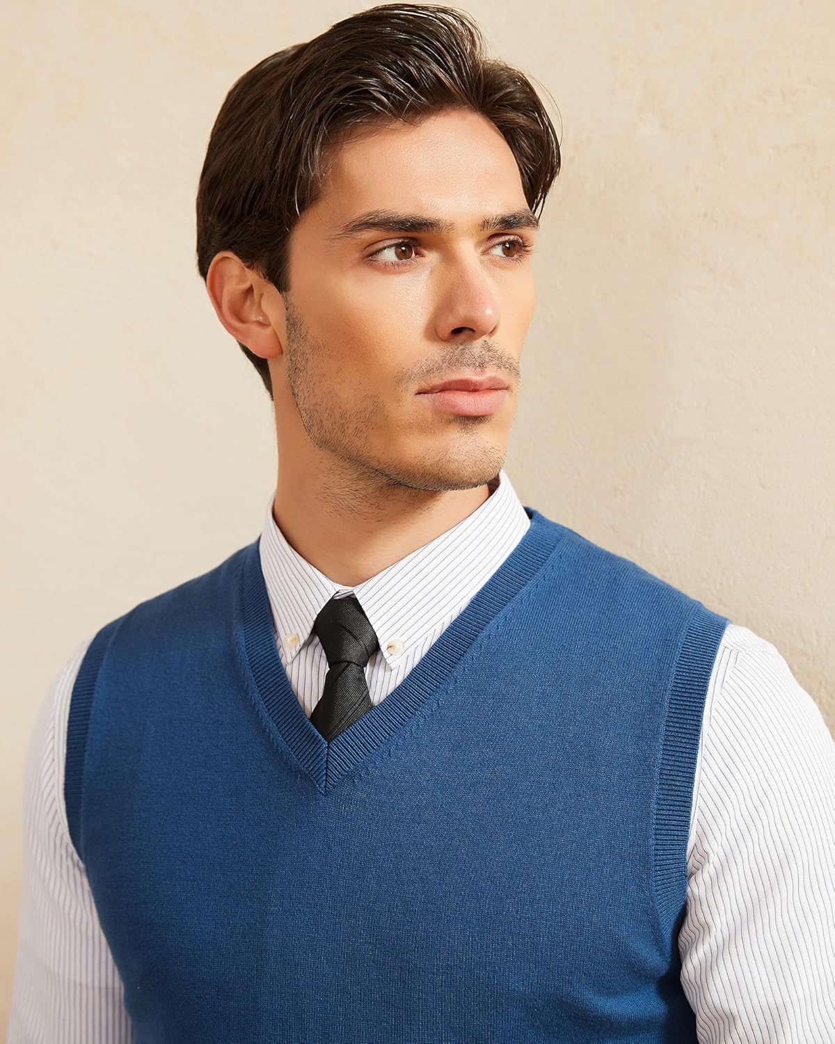 Kallspin Mens Slim-Fit V-Neck Cotton Vest