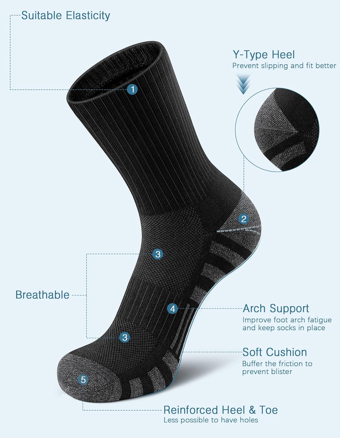 High Performance Breathable Crew Socks