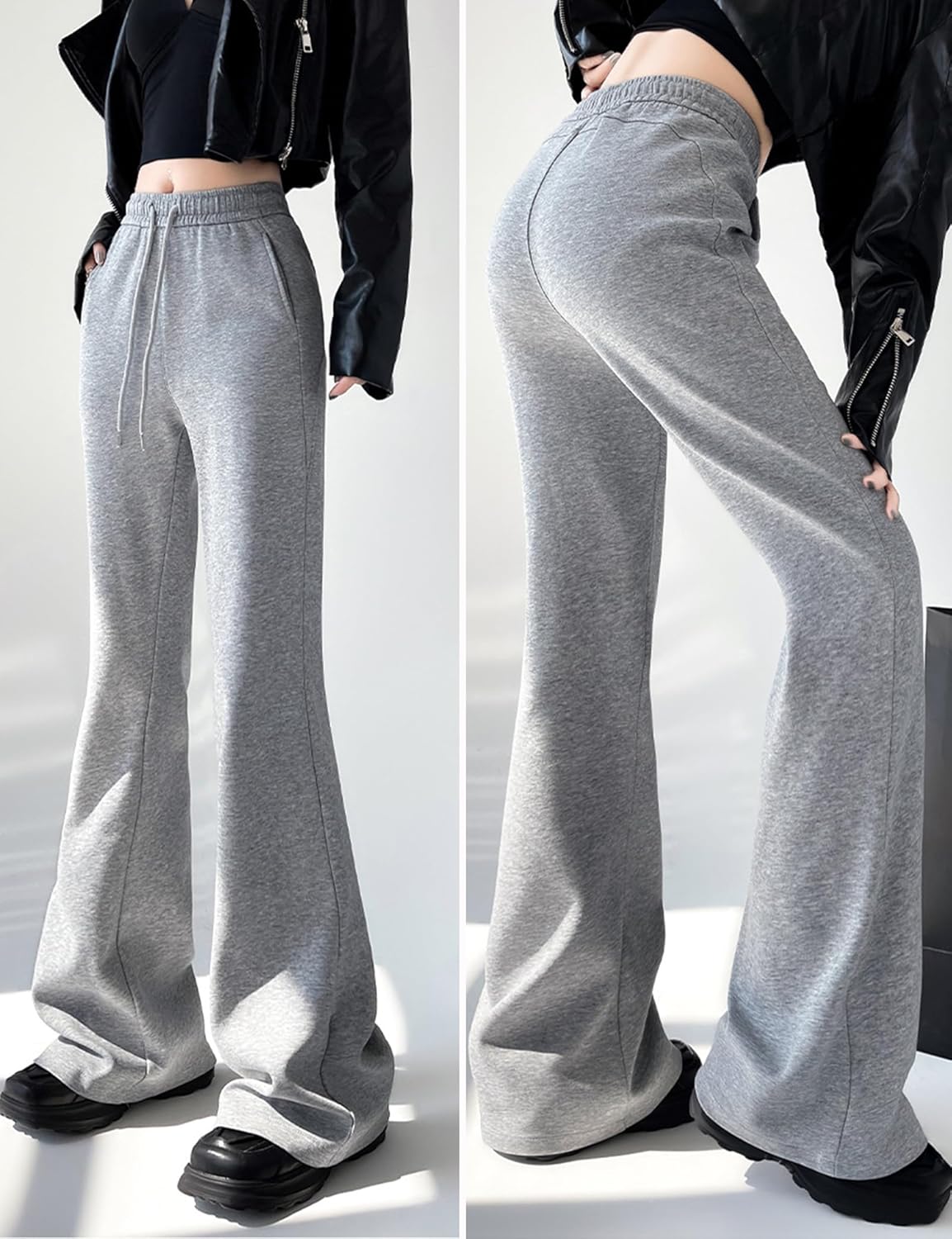 Kiench Flared Leg Sweats Trendy High Waist for Teens