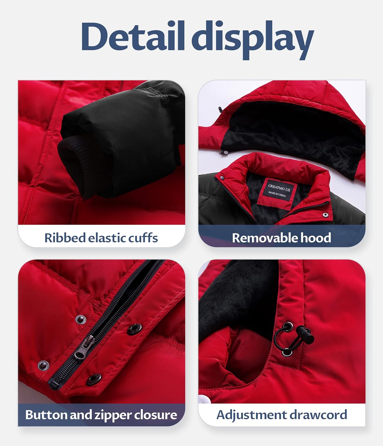 Mens Puffer Jacket Waterproof Winter Parka Jacket Warm Thicken Ski Coat