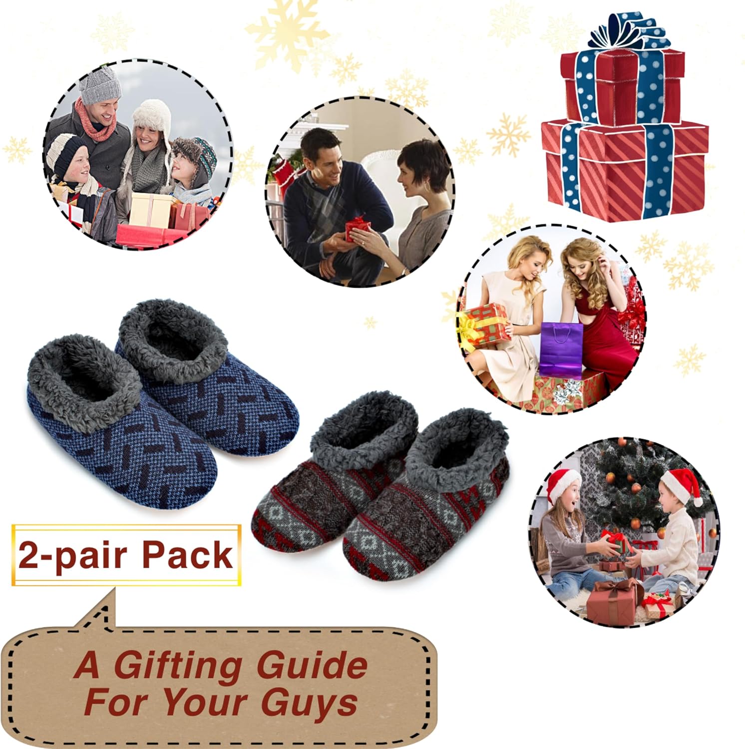 Cozy Warm 2-Pair Fuzzy Sherpa Lined Slipper Socks for Men