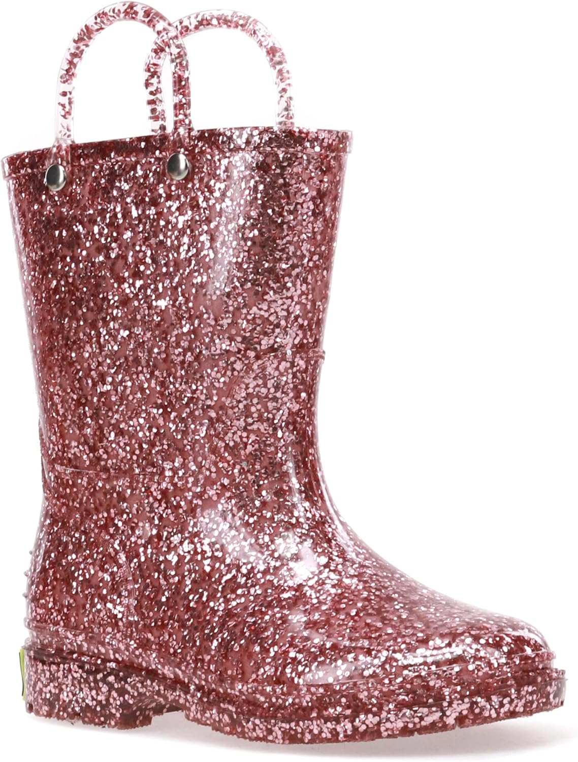 Western Chief Girls Glitter Waterproof Rain Boot with Easy Pull on Handles