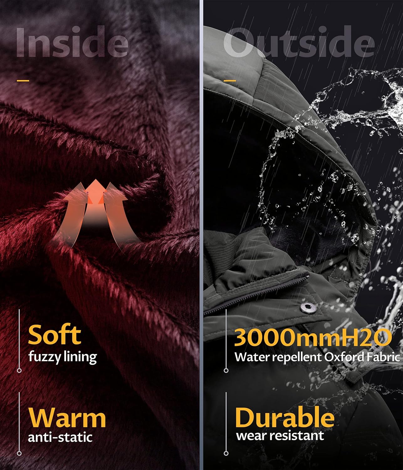 CREATMO US Mens Waterproof Winter Parka Jacket