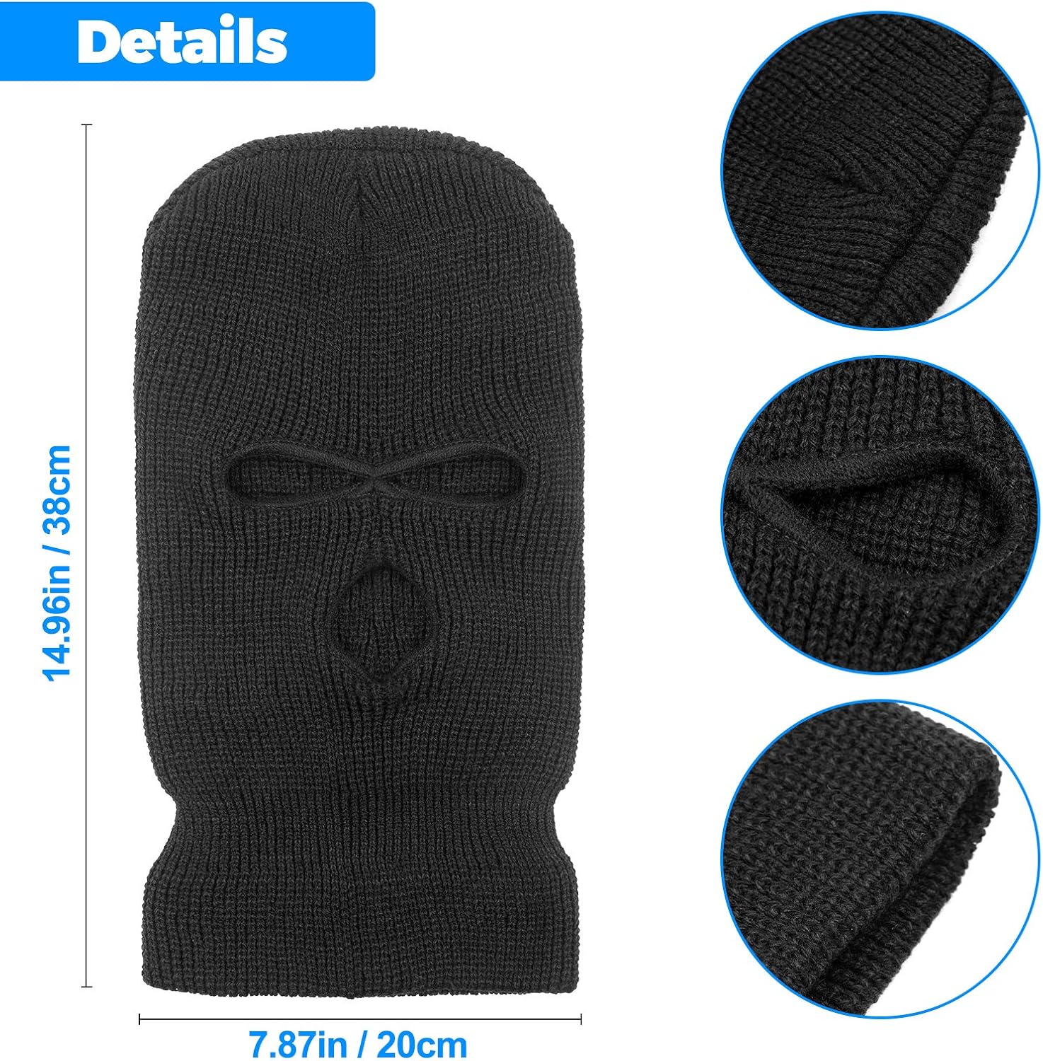3-Hole Ski Mask Cover Winter Balaclava for Outdoor Sports