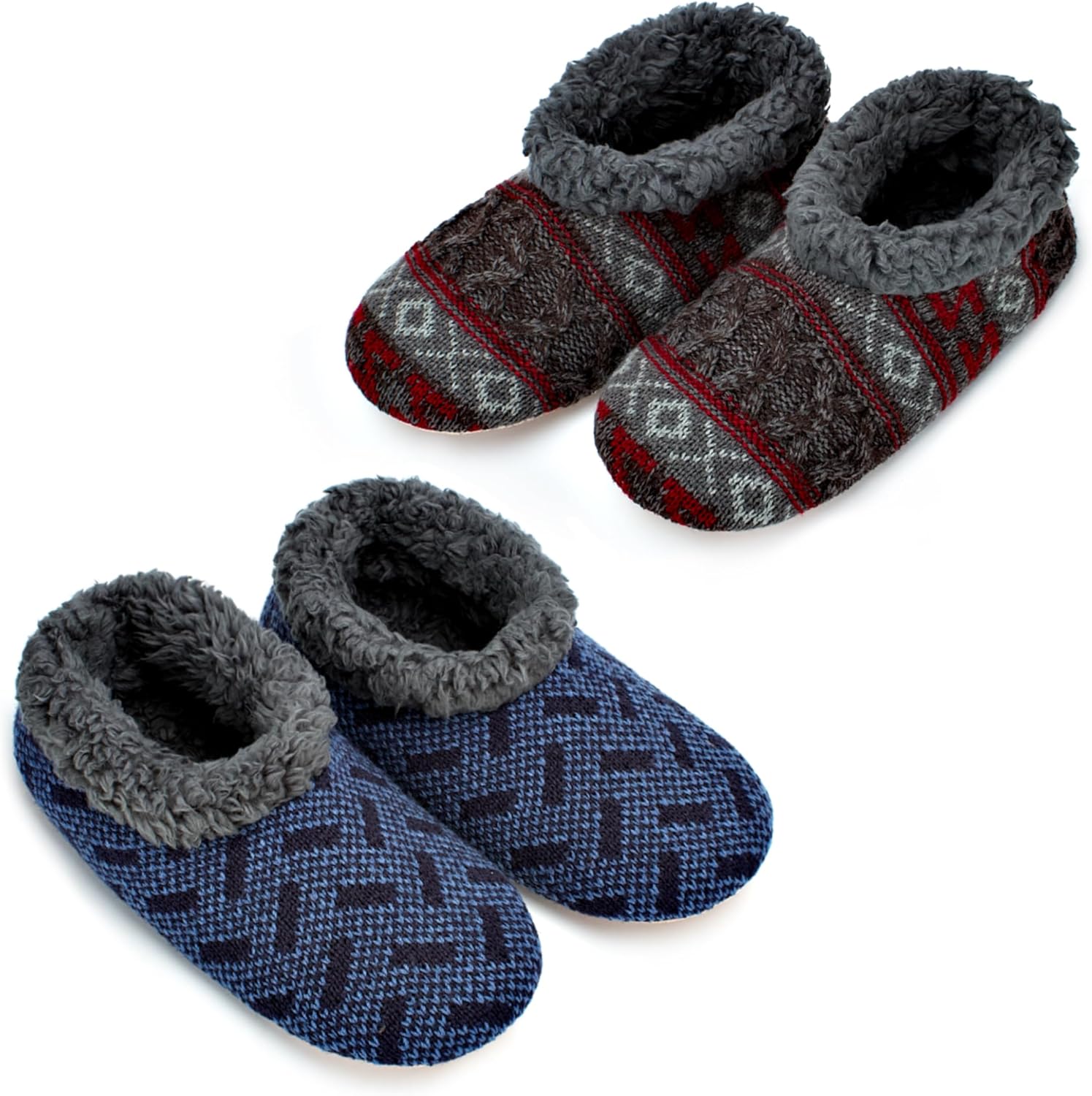 Cozy Warm 2-Pair Fuzzy Sherpa Lined Slipper Socks for Men
