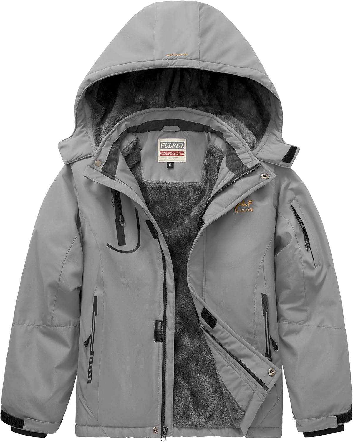 WULFUL Boys Ski Jacket - Windproof Water repellent Hiking Skiing