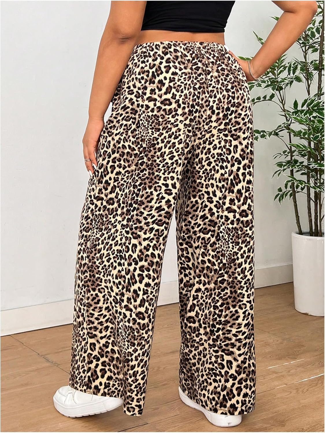 Milumia Girls ComfortableCasualPants LeopardPrintElasticWaistWideLegSweatpants