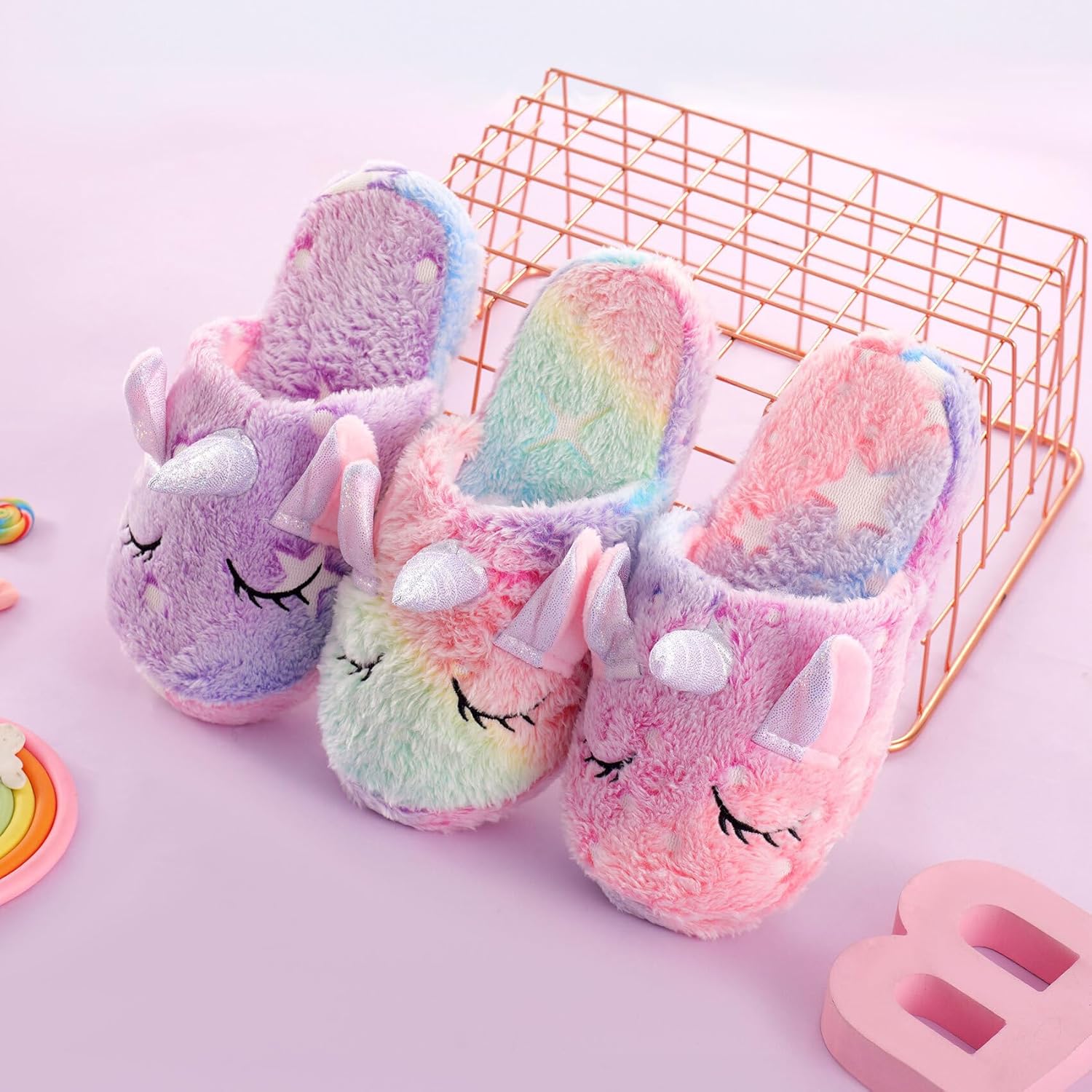 Adorable Unicorn Slippers for Kids Warm Fuzzy