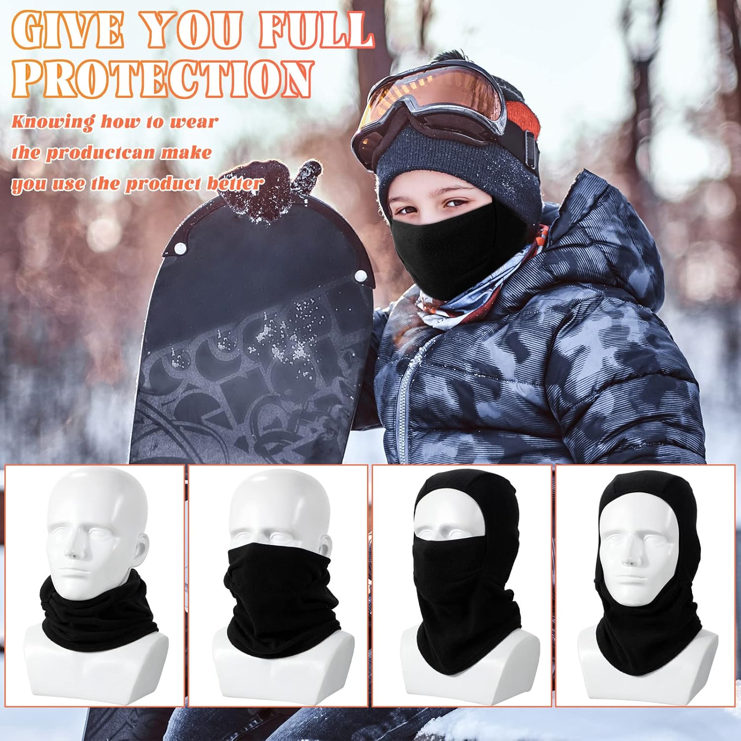 Retisee 6 Pcs Kids Balaclava FaceWarmers for Winter