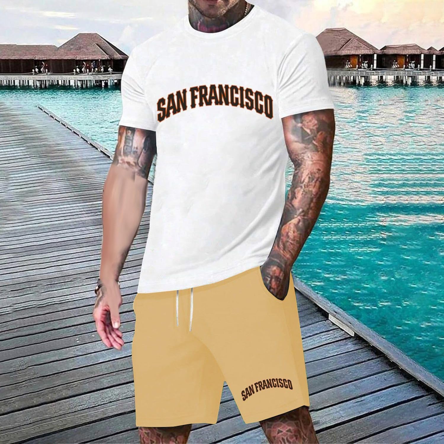Mens Two-Piece Casual Shorts Outfits statements and comfort