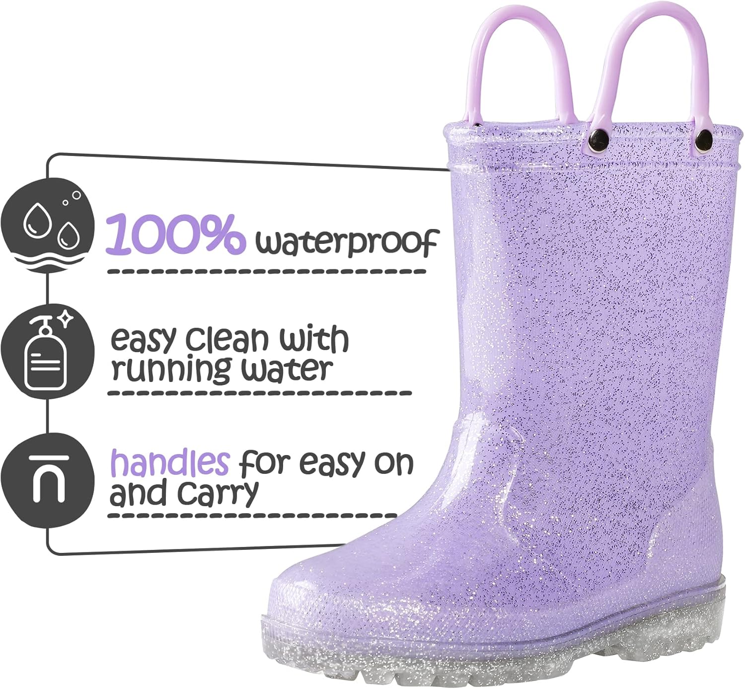 K KomForme Kids Rain Boots - Waterproof Lit