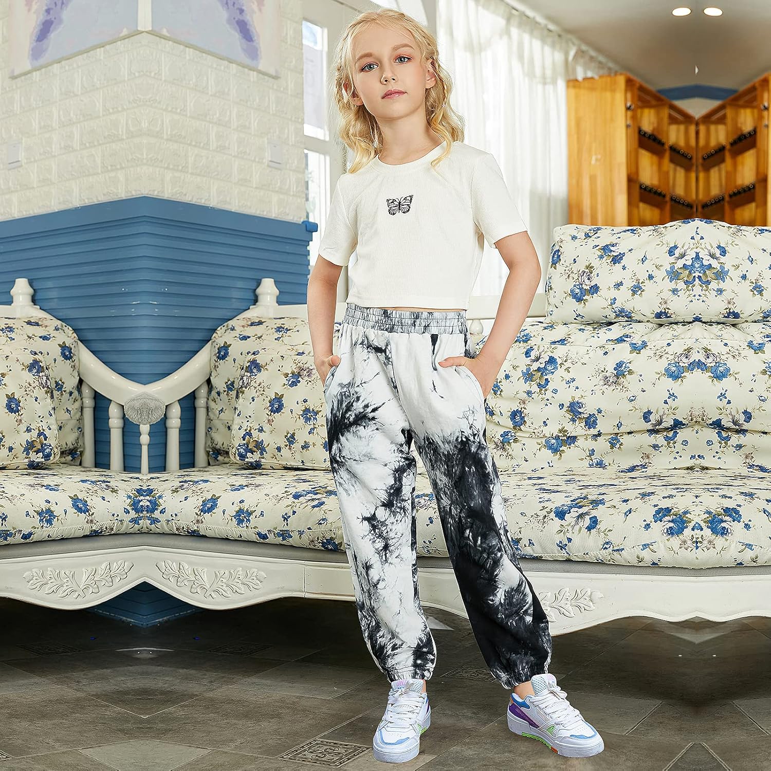 Jobakids Tie Dye Print Pants for Girls 2-6 Multicoloured