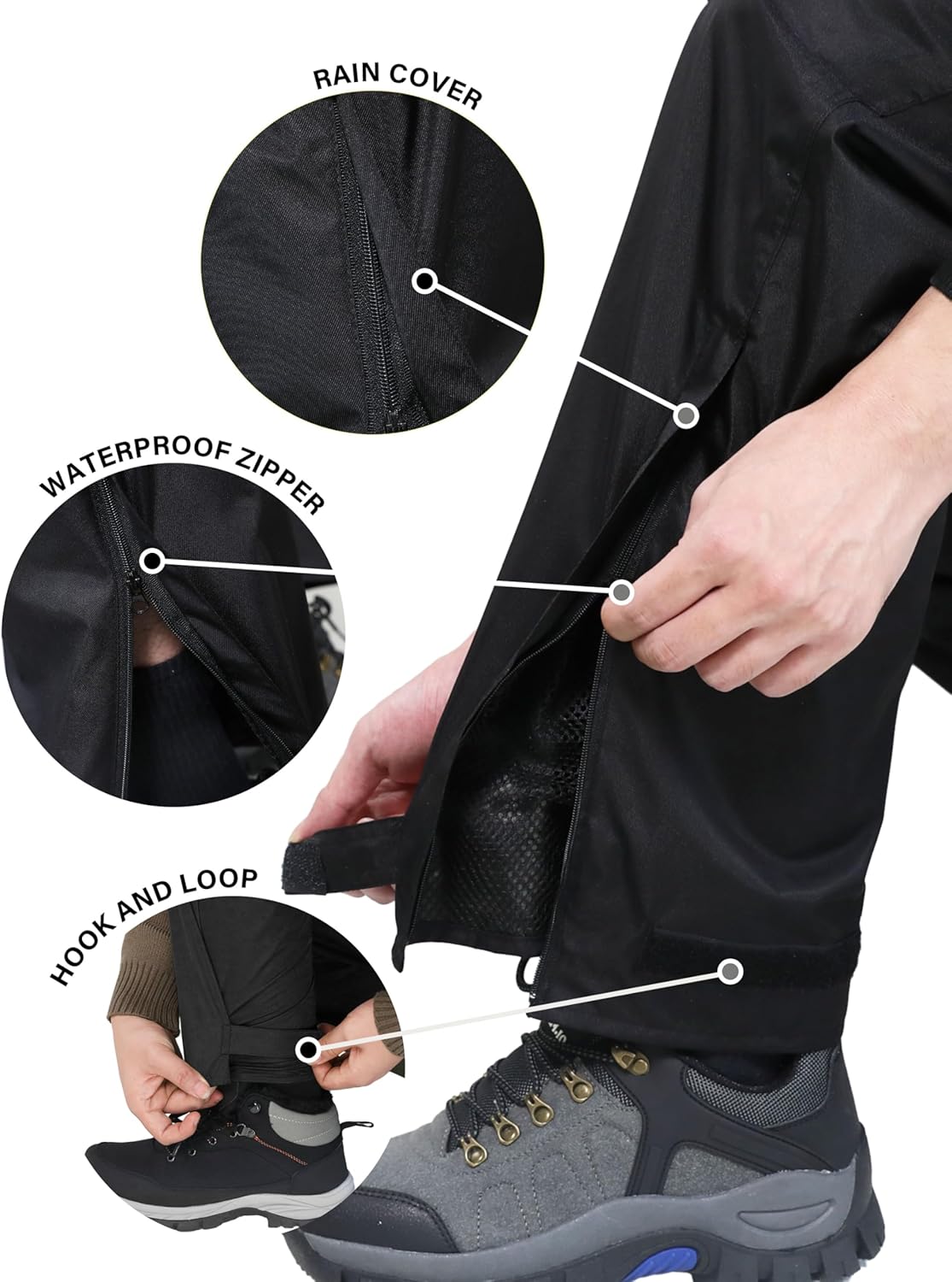 iCreek Mens Waterproof Rain Pants Block Out Wetness