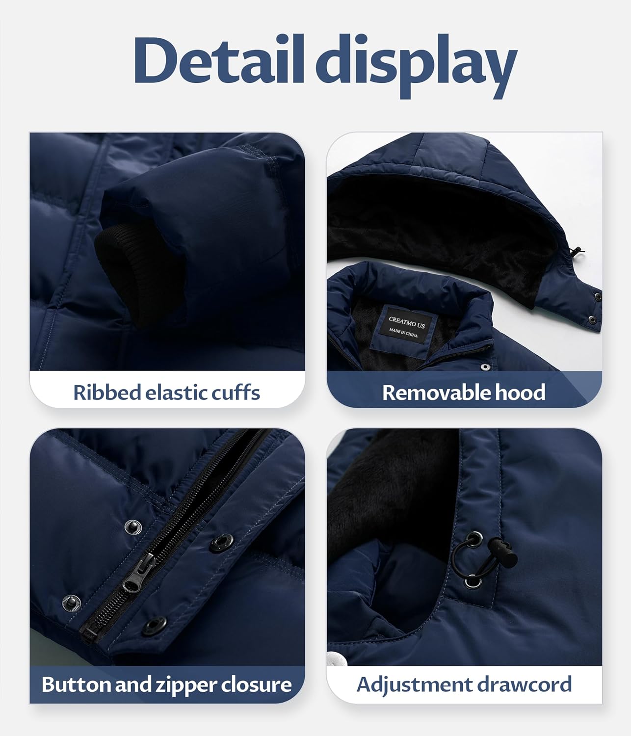 Mens Puffer Jacket - Waterproof Windproof Winter Parka for Skiing Camping