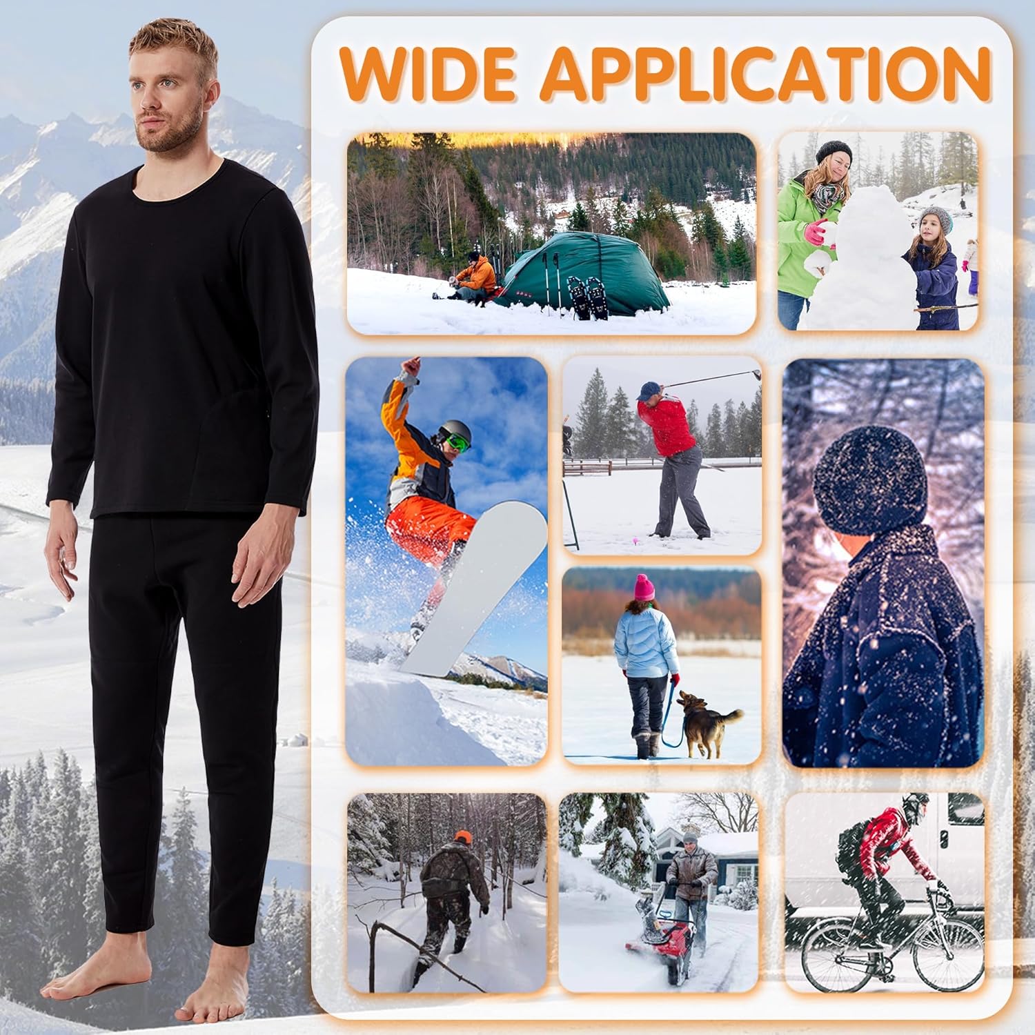8 Heating Zones Electric Underwear for Men Keep Warm in Cold Weather