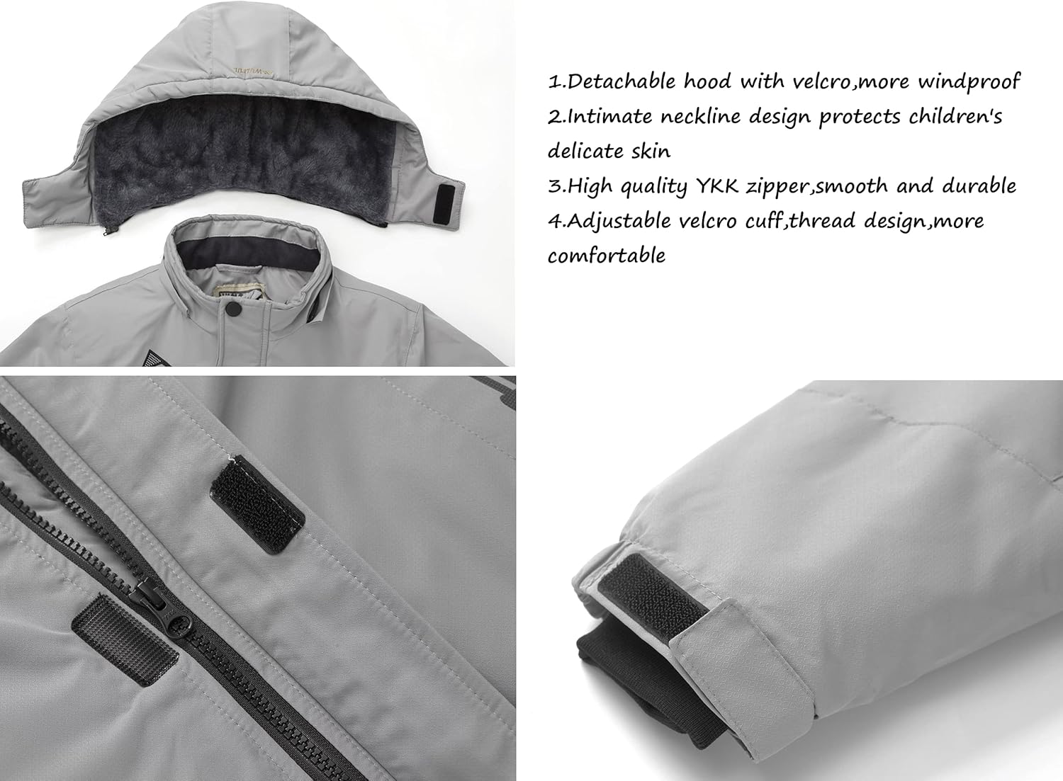 WULFUL Boys Ski Jacket - Windproof Water repellent Hiking Skiing