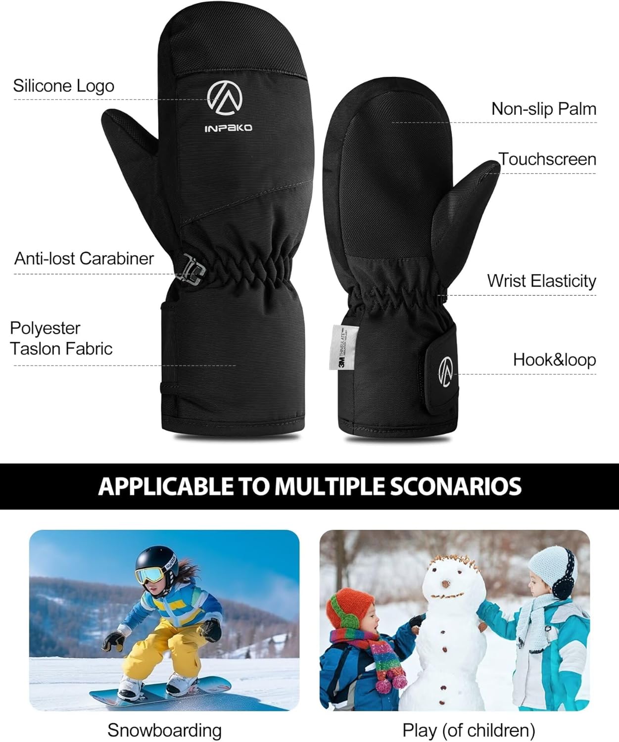 INPAKO Kids Winter Gloves