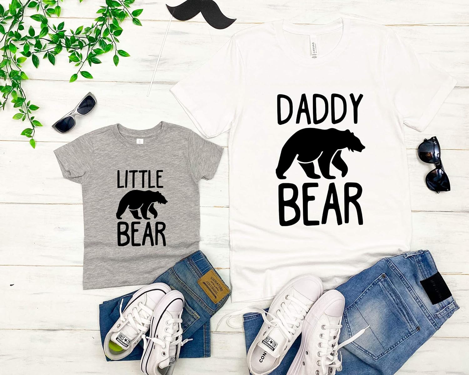 Handmade Baby Papa Bear Mens T-shirt Baby Outfit Father Son Matching Set
