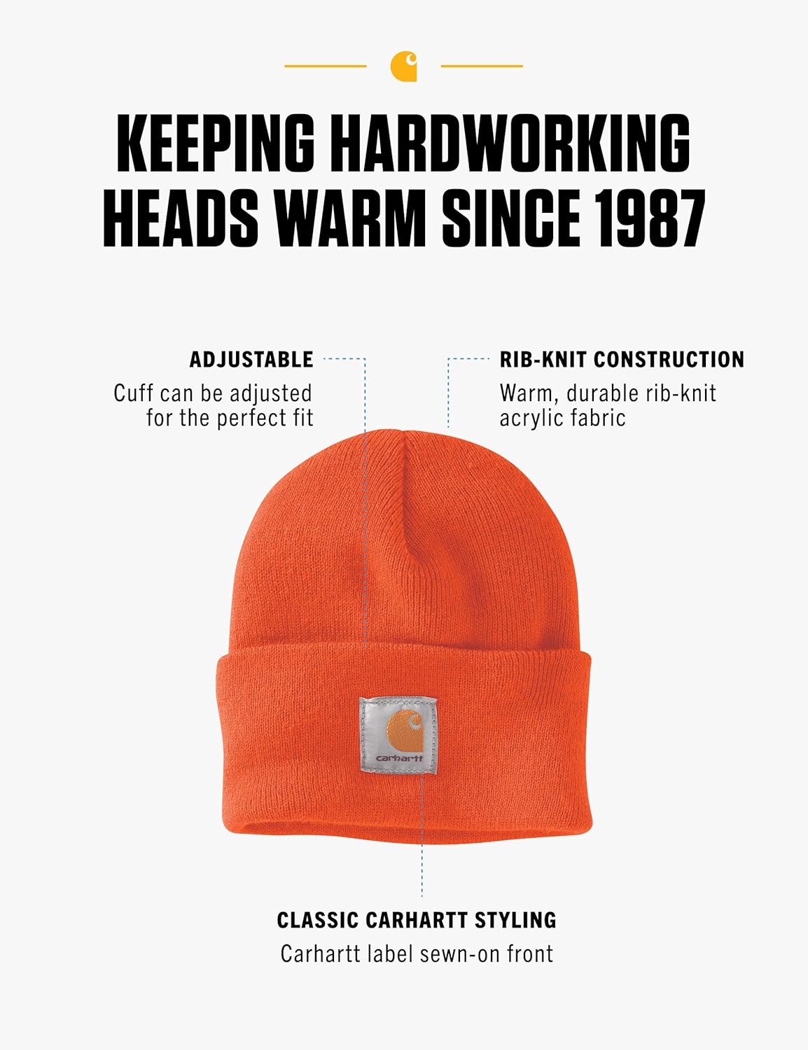 Carhartt Mens A18 Acrylic Watch Cap - Rib-Knit Design