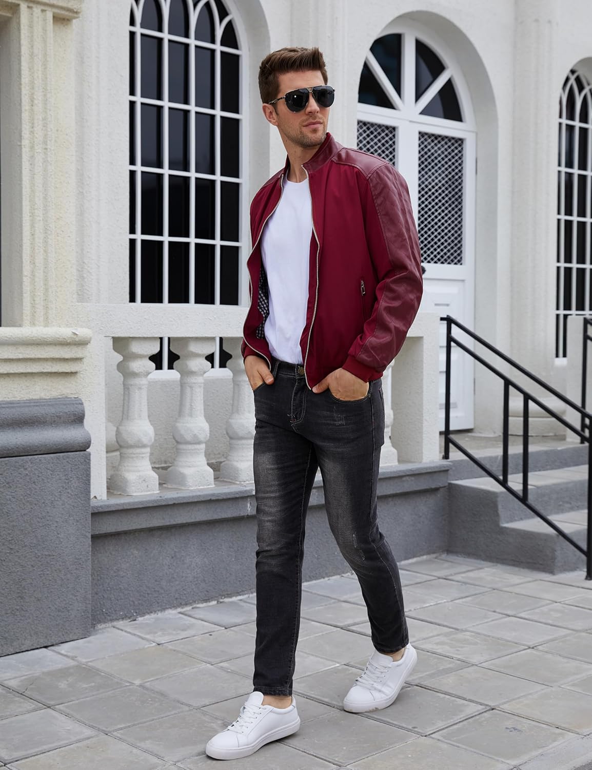 Tanming Mens Slim Fit Windbreaker Jacket