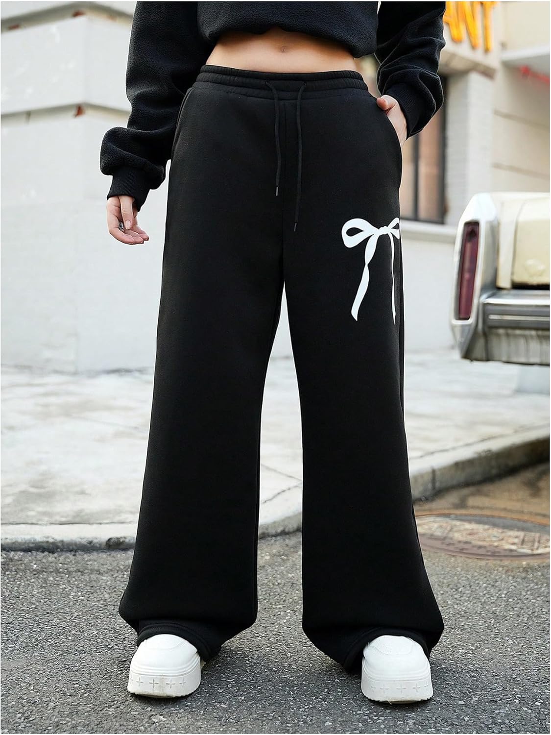 Girls Bowknot Wide Leg resurrected Track Pants