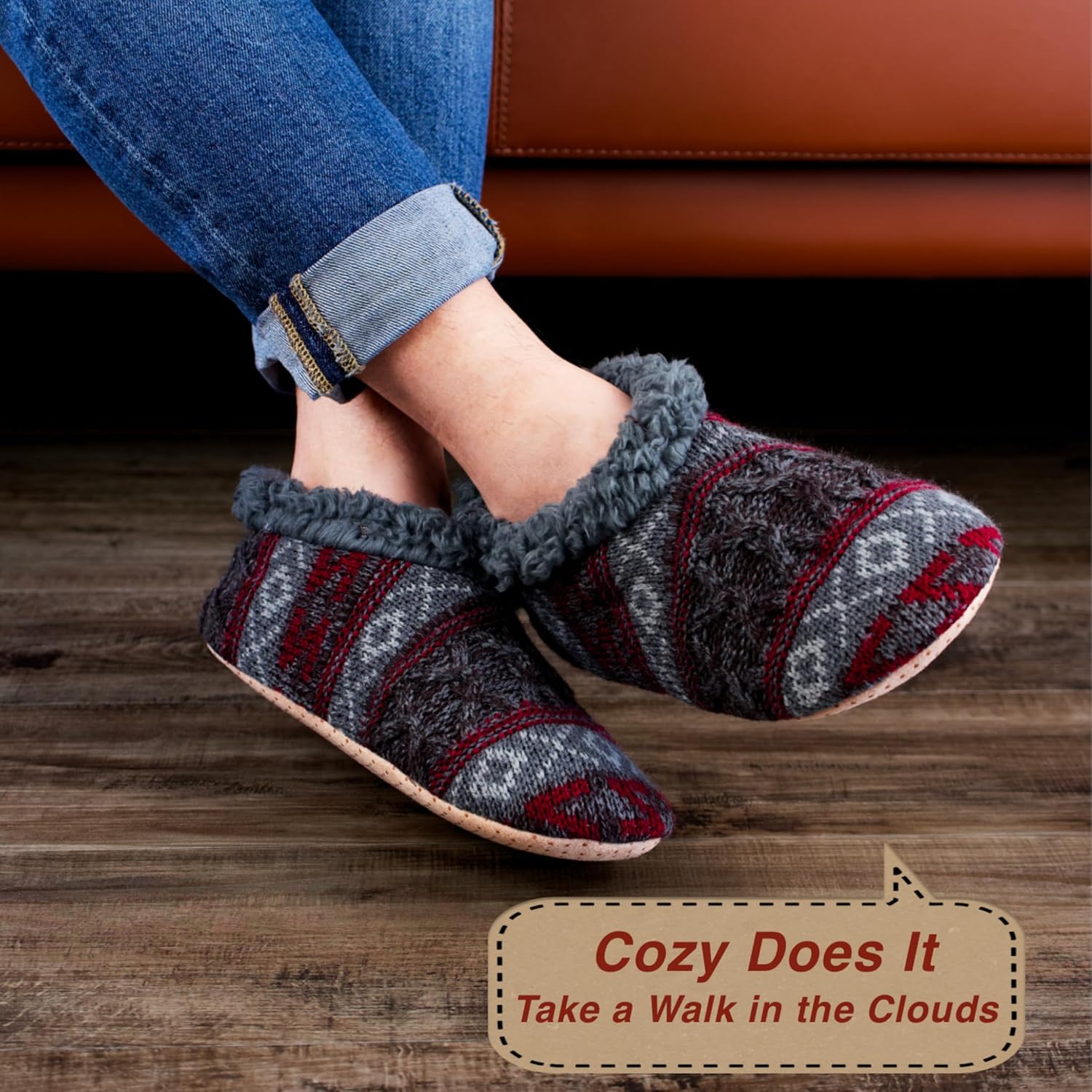 Cozy Warm 2-Pair Fuzzy Sherpa Lined Slipper Socks for Men