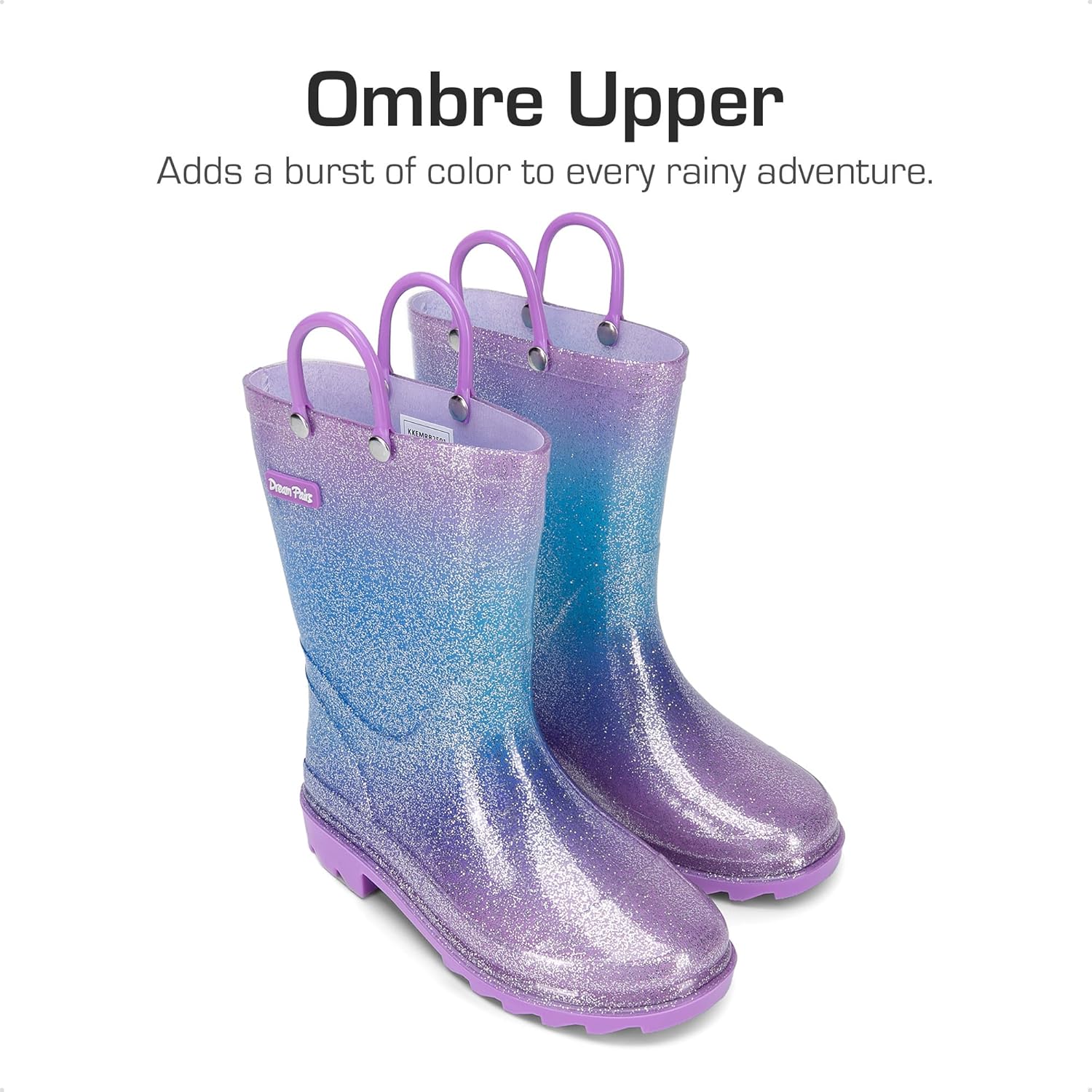 DREAM PAIRS Kids Rain Boots Glitter Boys Girls