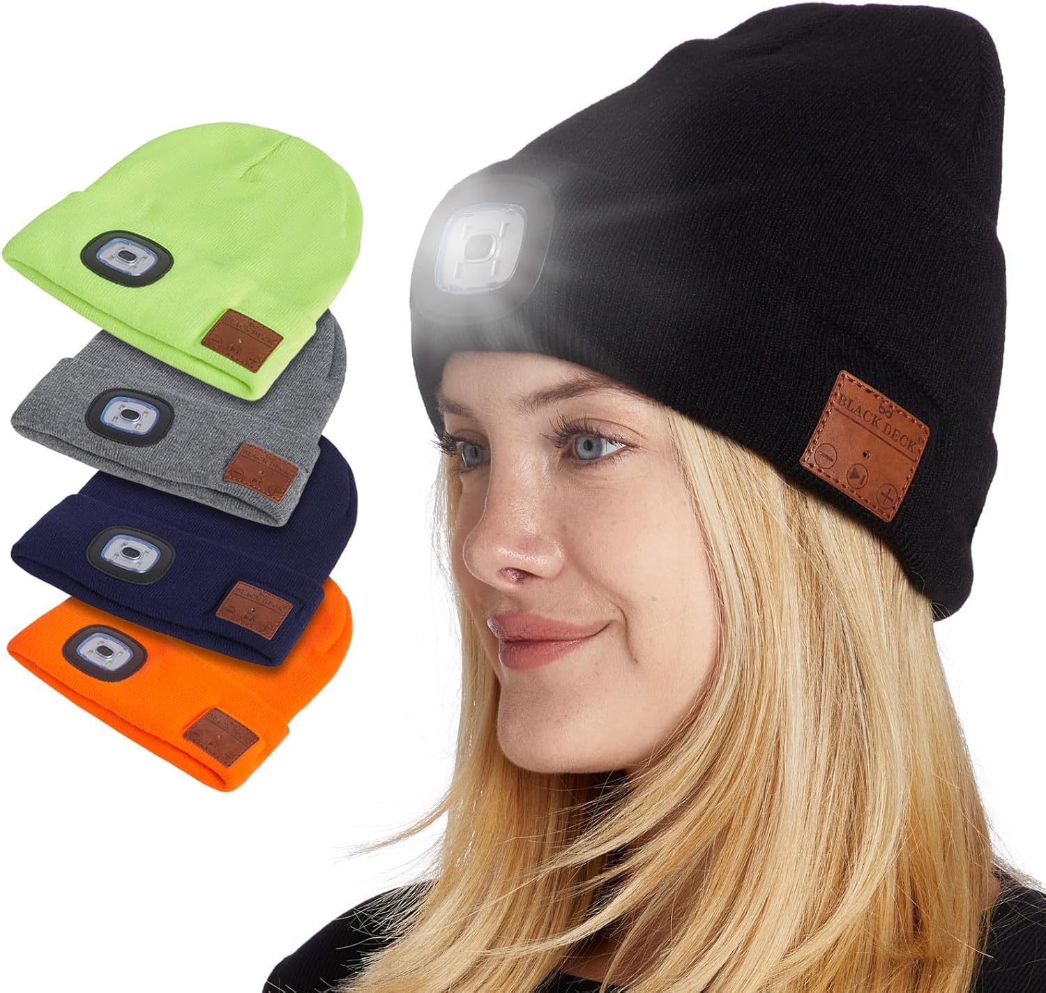BLACK DECK Stereo Beanie Headphones with LED Bluetooth