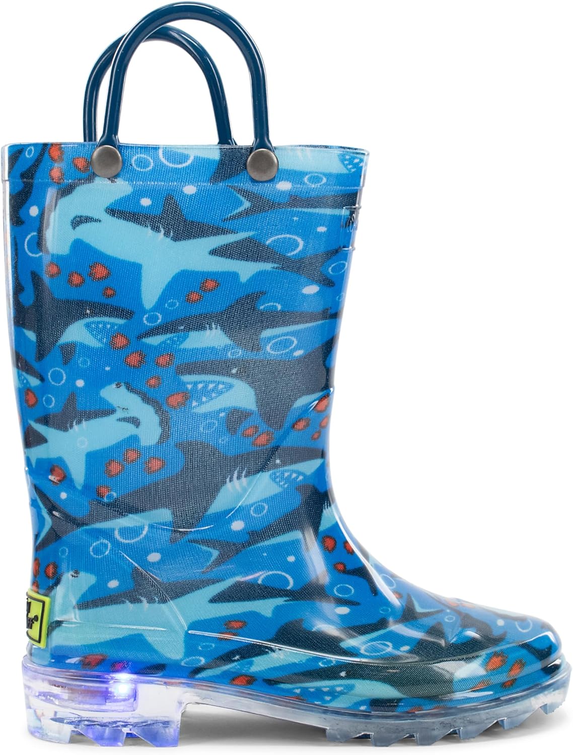 Western Chief Shark Chase Lighted Rain Boot Blue 6