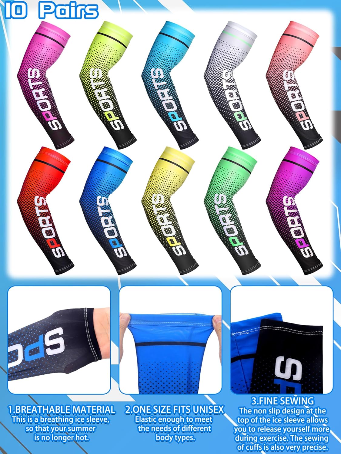 Sun Protection Arm Sleeves for Men Women UV Protection Cooling Compression